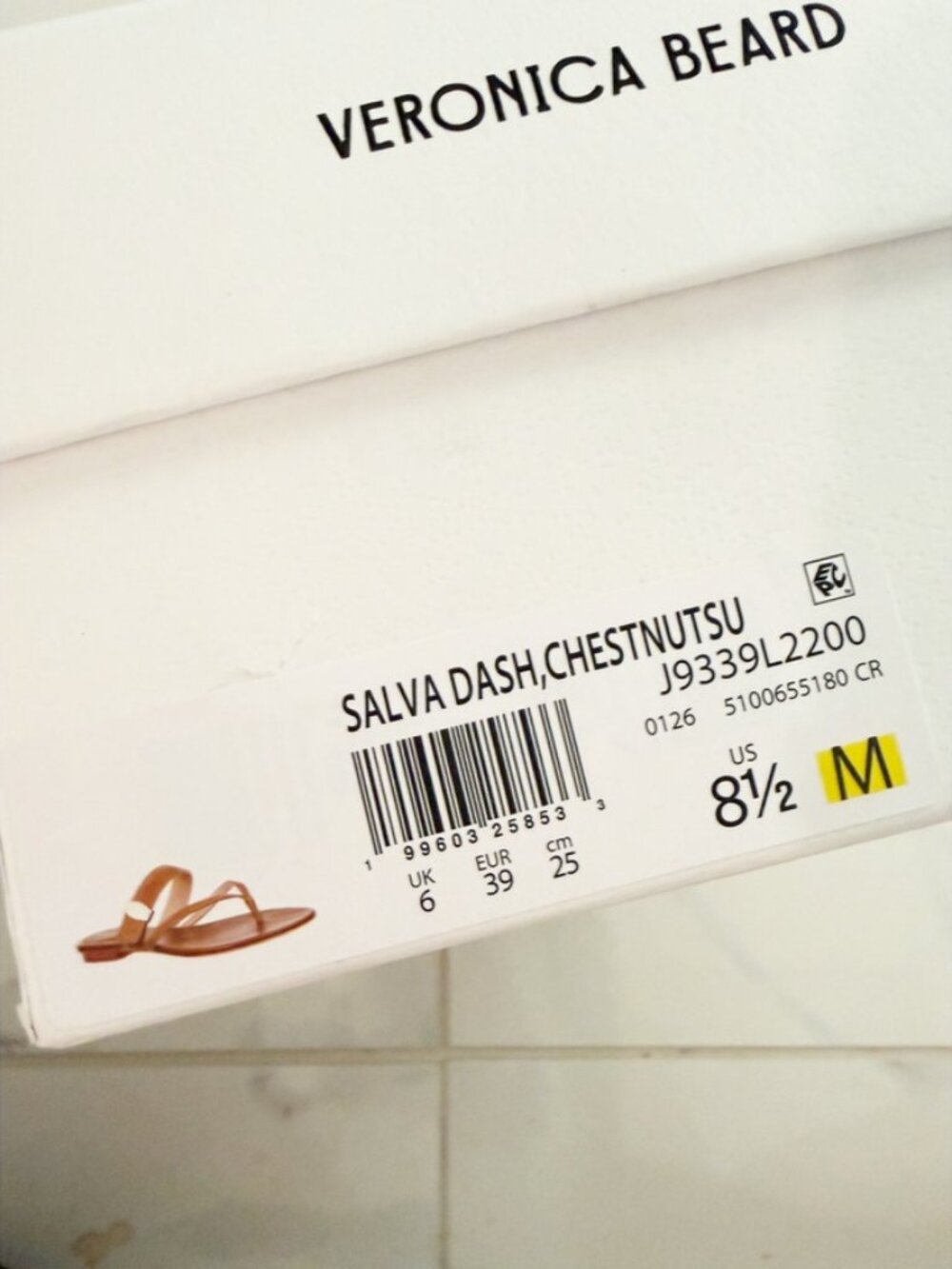 VERONICA BEARD Salva Dash Flat Sandal Chestnut 8.5M - Picture 2 of 10